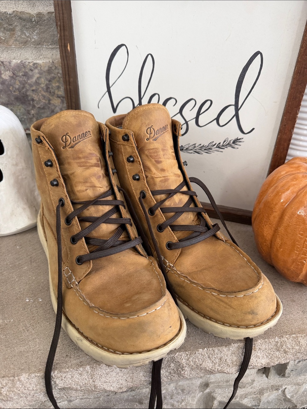 Danner Men's Brown Leather Moc Toe Work Boots